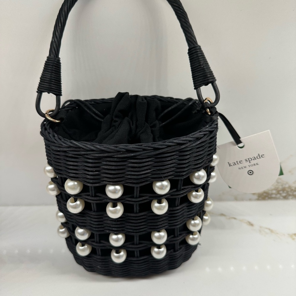 NWT Kate Spade x Target Black Pearl-Embellished Woven Bag